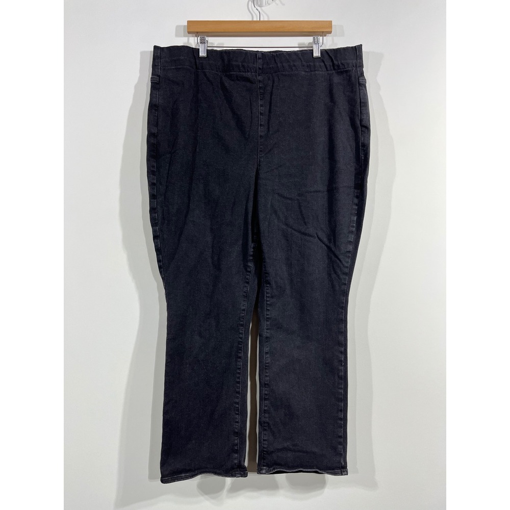 NYDJ Black Pull On Denim Jeans Womens 2X High Rise‎ Stretch Slim Pants